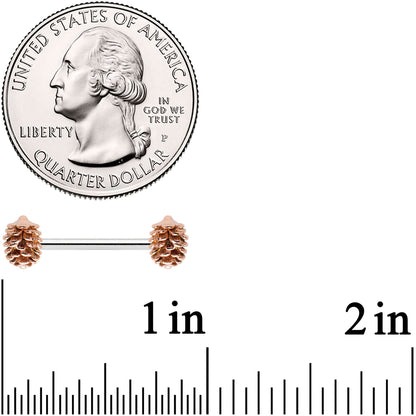 14G 9/16 Autumn Pine Cone Barbell Nipple Ring Set