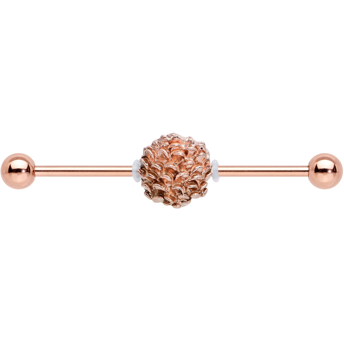 14G Rose Gold Tone Autumn Pine Cone Industrial Barbell 38mm