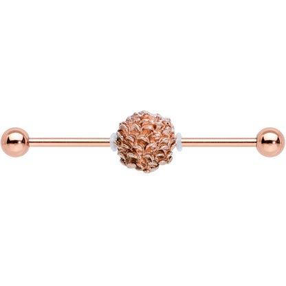 14G Rose Gold Tone Autumn Pine Cone Industrial Barbell 38mm