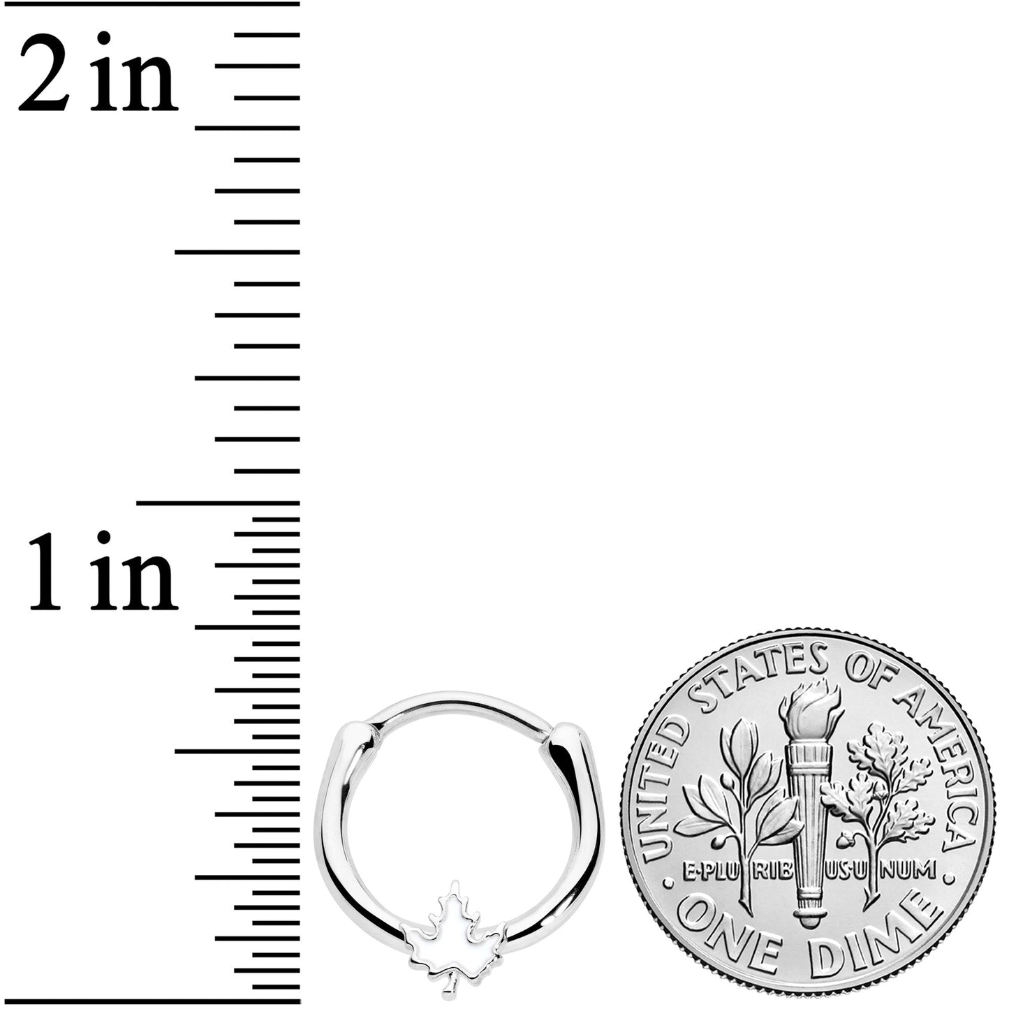 16G 3/8 Autumn White Maple Leaf Cartilage Clicker Ring