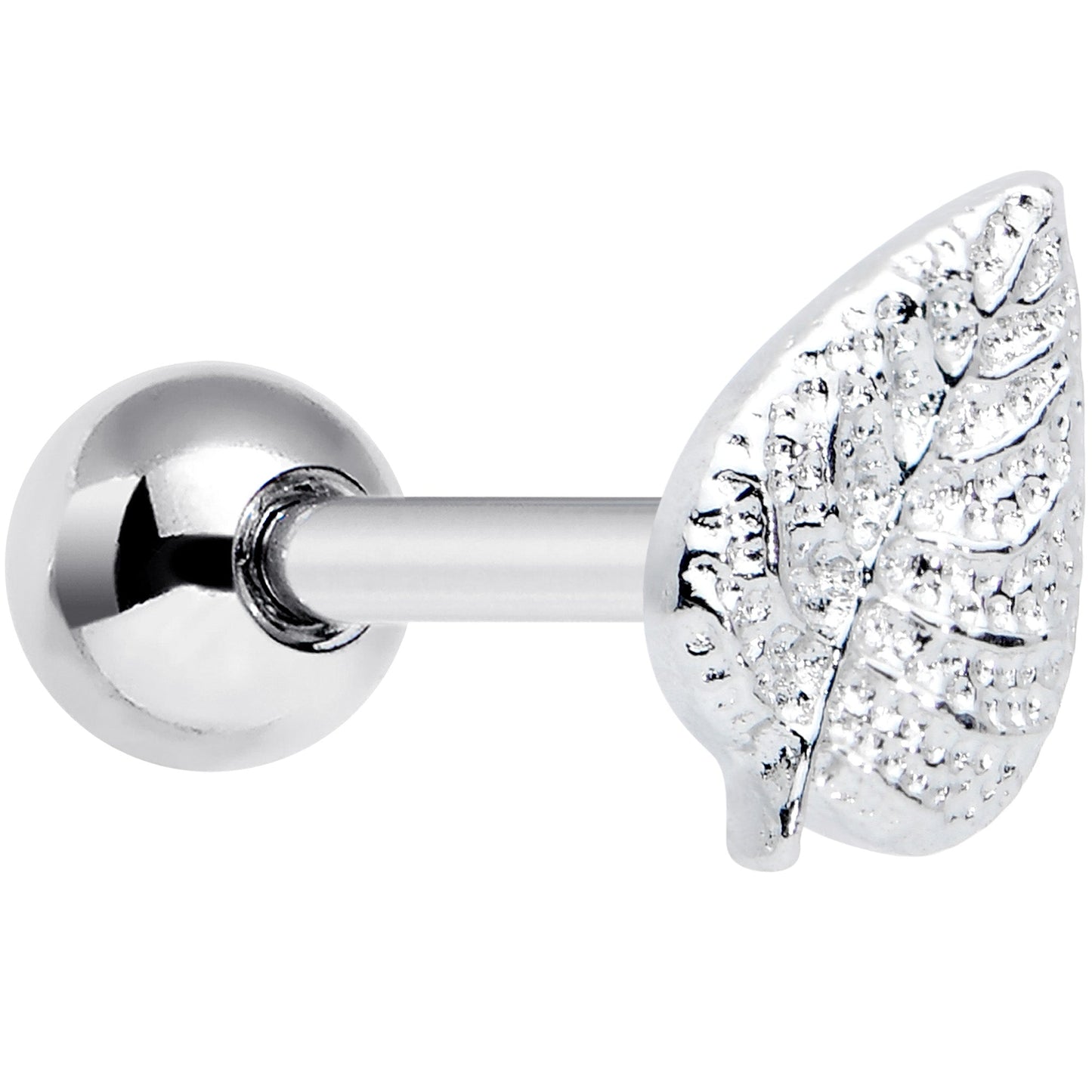 16G 1/4 Autumn Textured Leaf Cartilage Tragus Earring