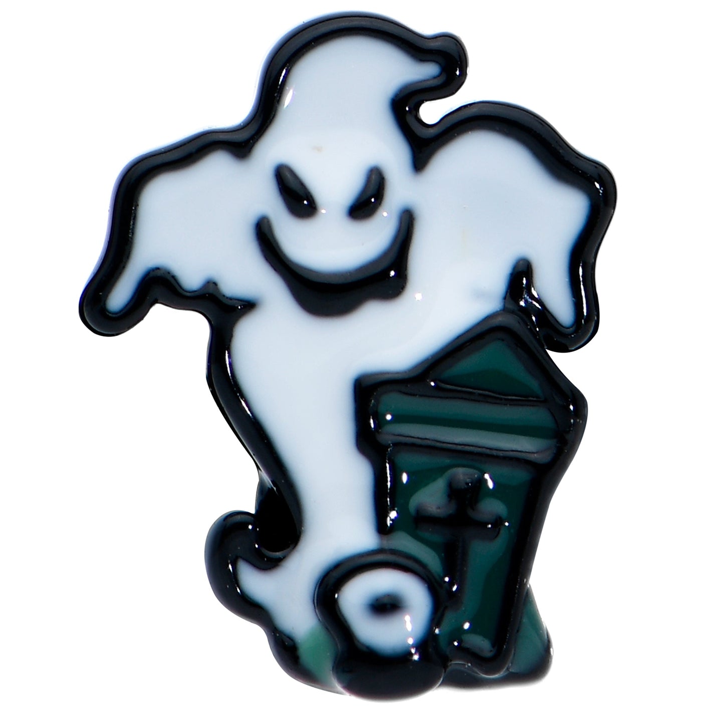 16G 1/4 Black Graveyard Ghost Halloween Cartilage Tragus Earring