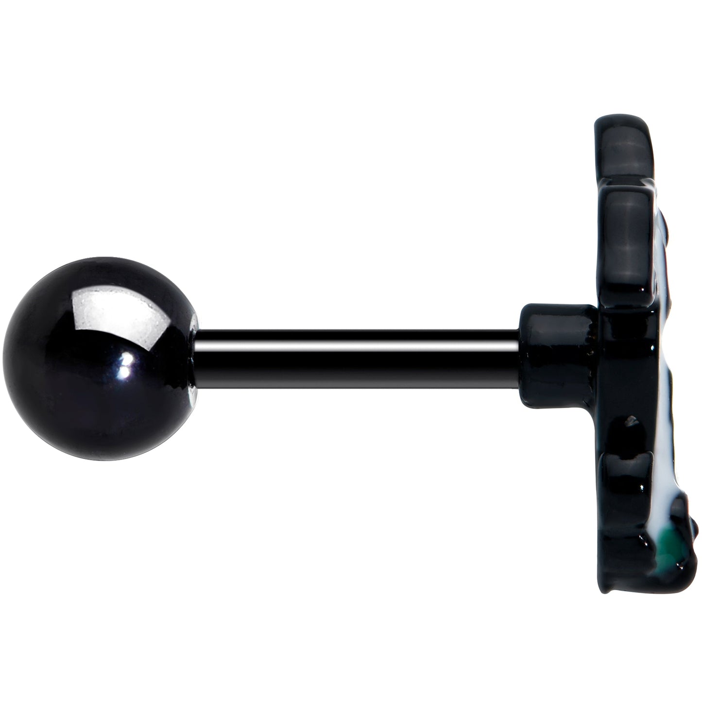 16G 1/4 Black Graveyard Ghost Halloween Cartilage Tragus Earring