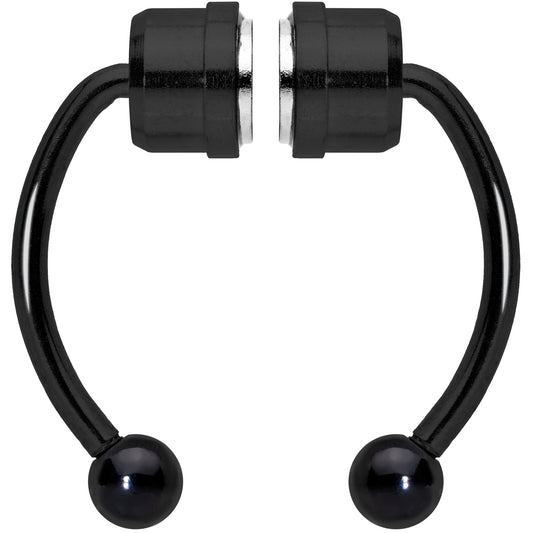 Black Magnetic Septum Ring Horseshoe Non-Pierced Fake Nose Ring