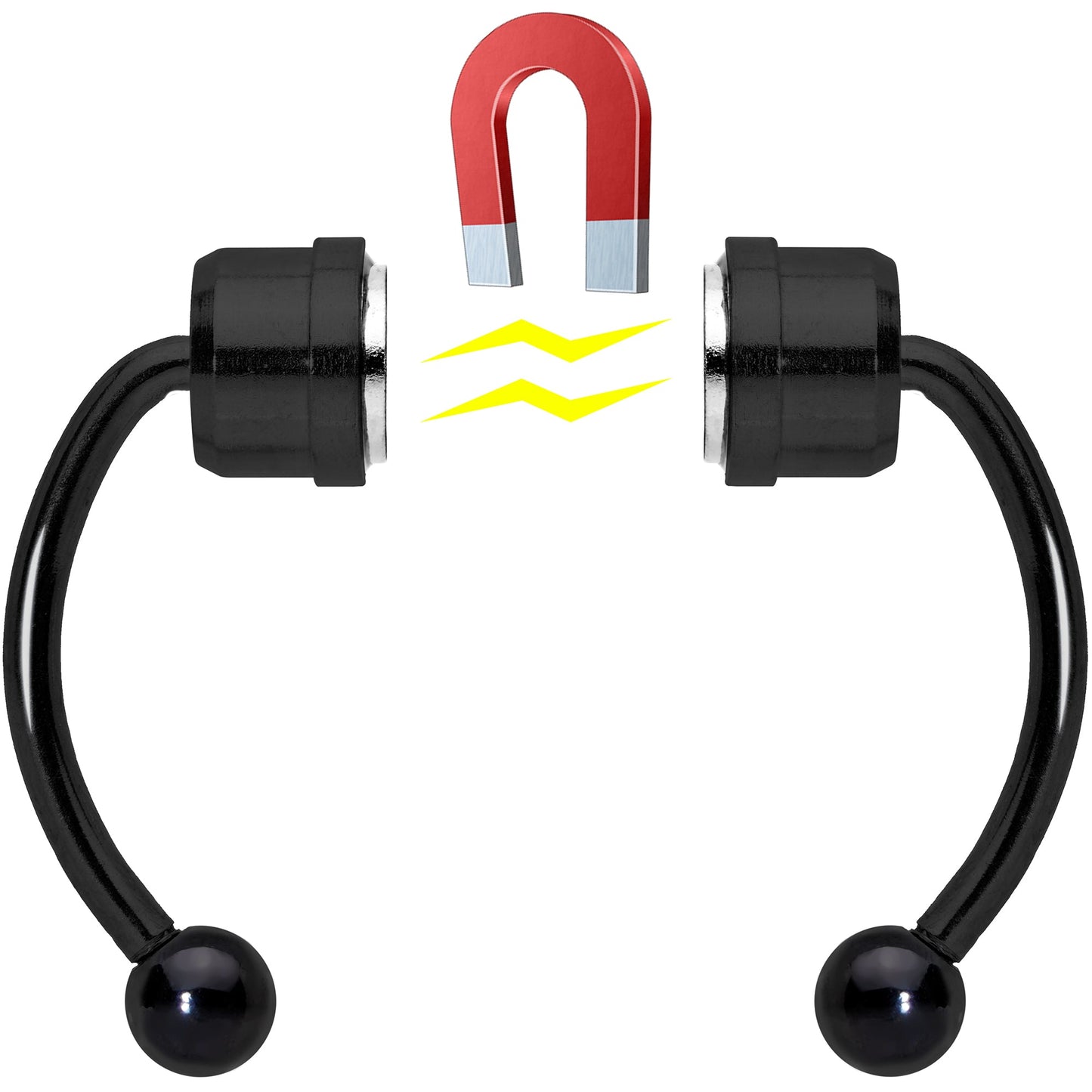 Black Magnetic Septum Ring Horseshoe Non-Pierced Fake Nose Ring