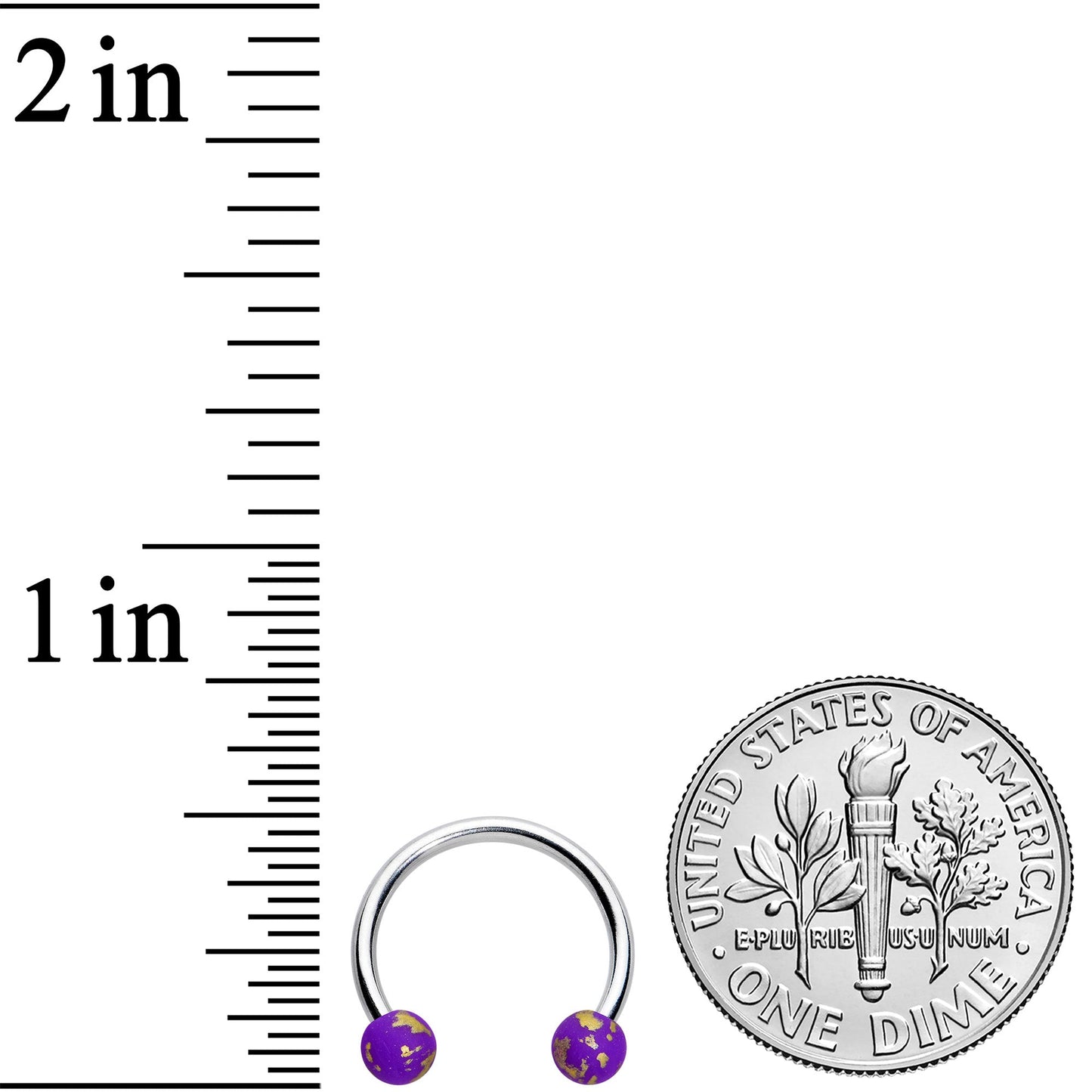 16G 3/8 Matte Purple Splatter Ends Horseshoe Circular Barbell