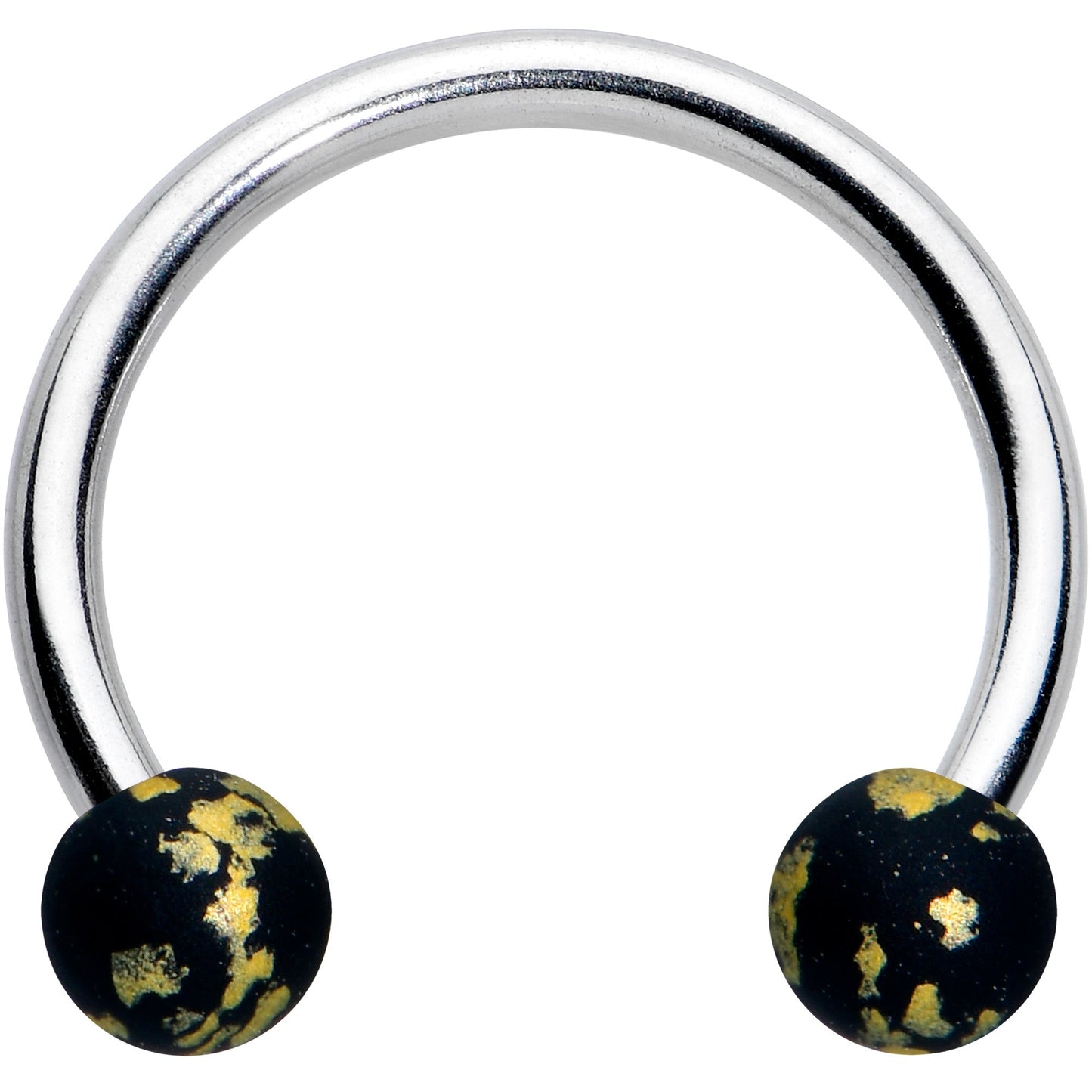 16G 3/8 Matte Black Splatter Ends Horseshoe Circular Barbell