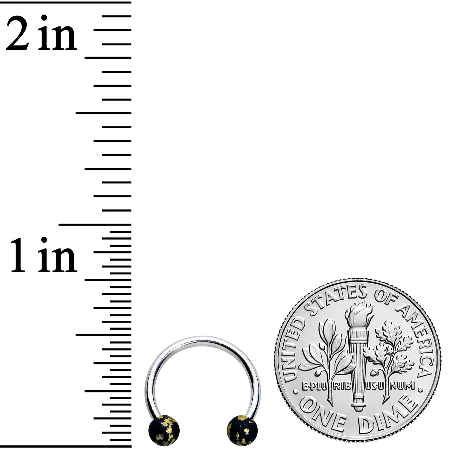 16G 3/8 Matte Black Splatter Ends Horseshoe Circular Barbell