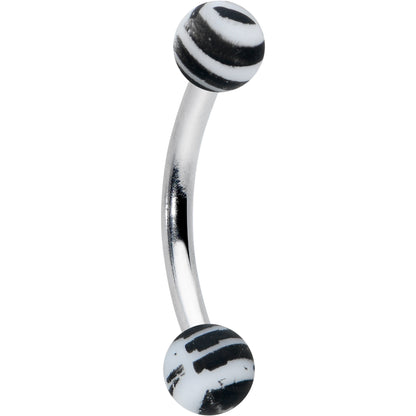 16G 5/16 Matte White Zebra Stripe Curved Eyebrow Ring