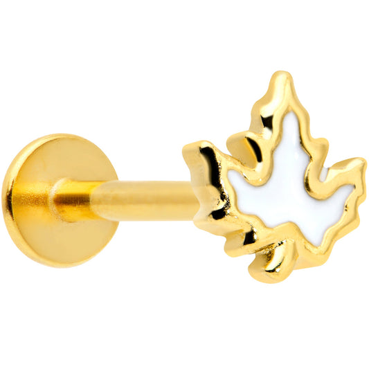16G 5/16 Gold Tone Autumn White Maple Leaf Labret Monroe Tragus