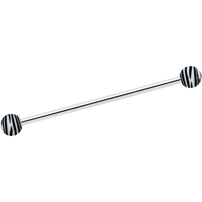 14G Matte White Zebra Stripe Industrial Barbell 38mm