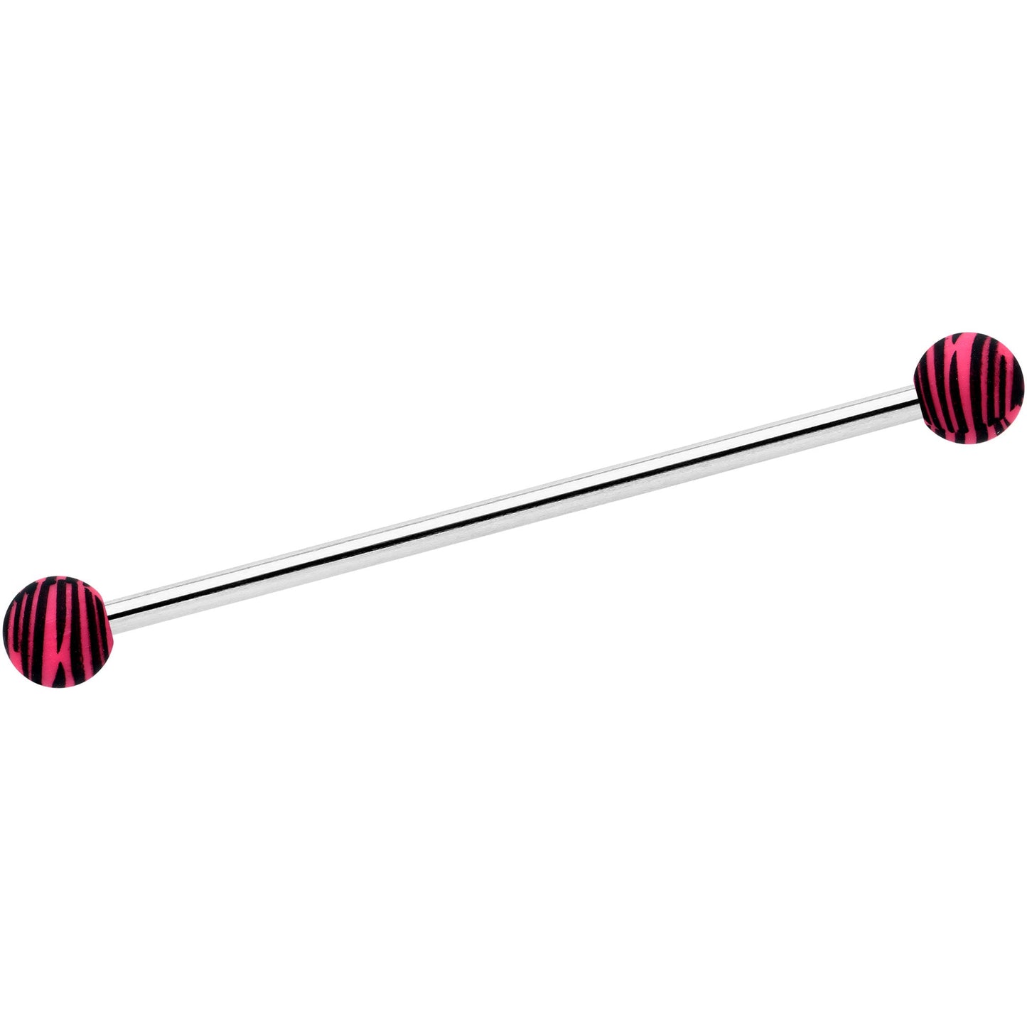 14G Matte Pink Zebra Stripe Industrial Barbell 38mm