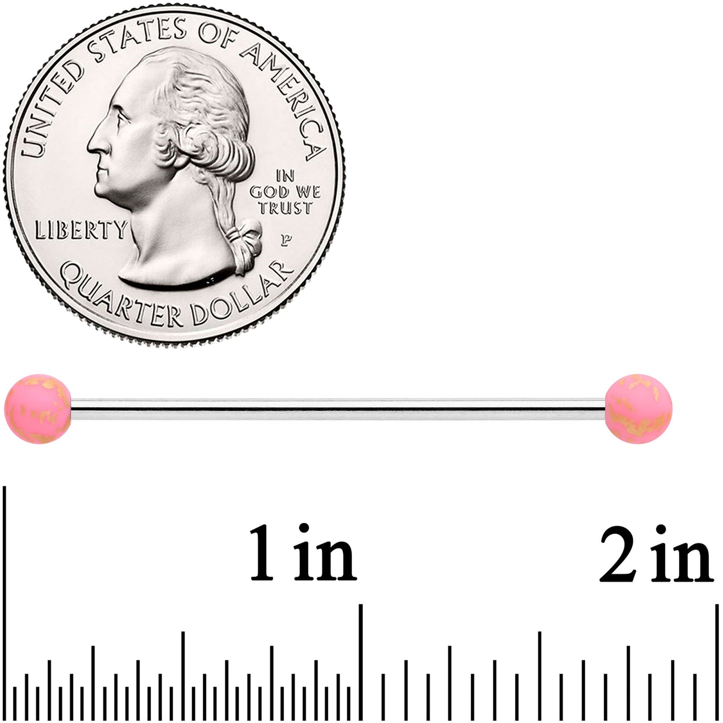 14G Matte Pink Splatter Pattern Ends Industrial Barbell 38mm