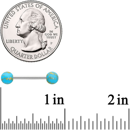 14G 9/16 Matte Light Blue Splatter Barbell Nipple Ring Set