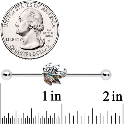 14G Multicolor Openwork Autumn Leaf Industrial Barbell 38mm