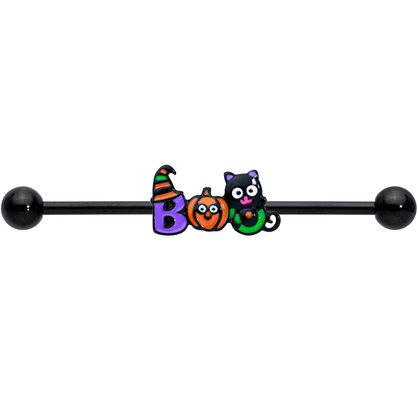 14G Black Boo Party Halloween Industrial Barbell 38mm