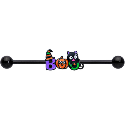 14G Black Boo Party Halloween Industrial Barbell 38mm