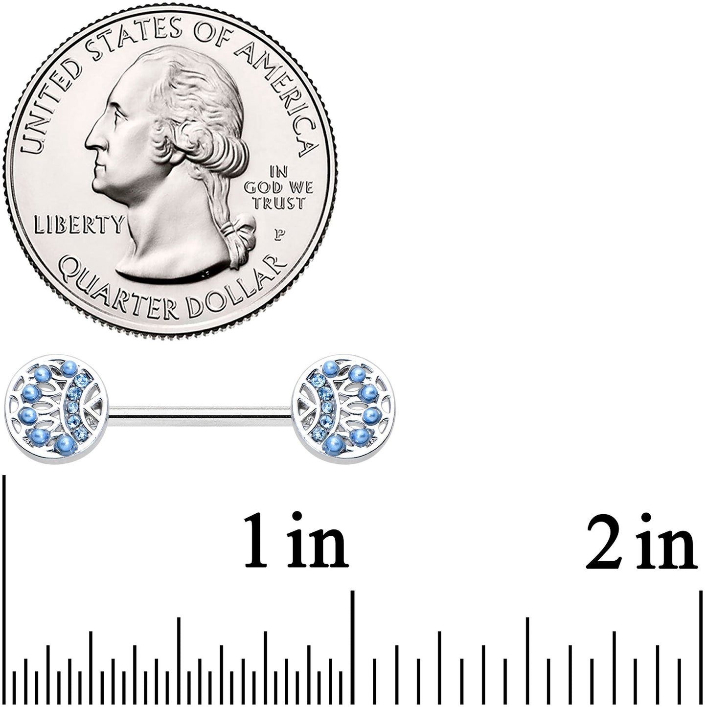 14G 1/2 Blue Gem Geometric Blues Barbell Nipple Ring Set