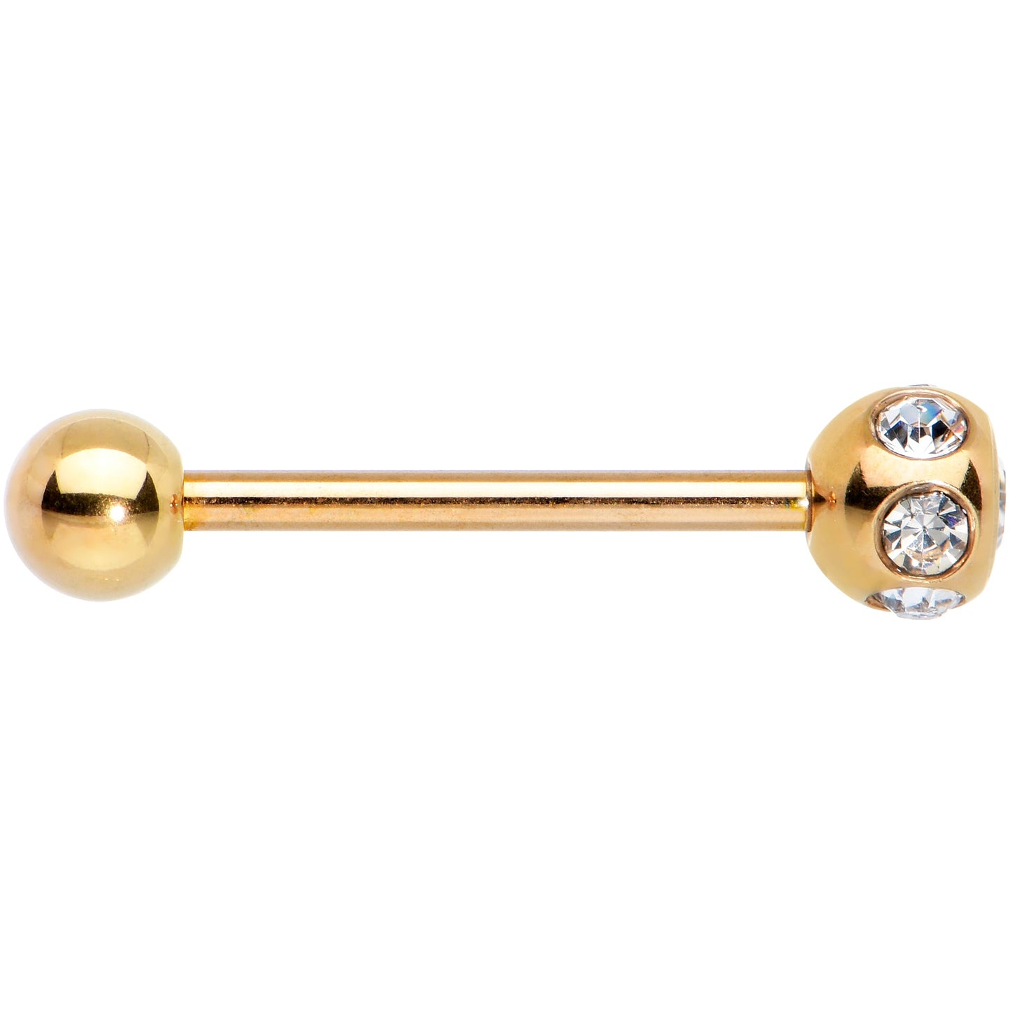 Clear Gem Rose Gold Tone Disco Ball Top Barbell Tongue Ring