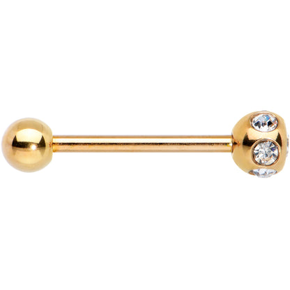 Clear Gem Rose Gold Tone Disco Ball Top Barbell Tongue Ring