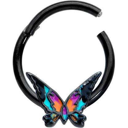 16G 3/8 Black Sunset Butterfly Hinged Segment Ring