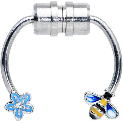 Bee Flower Ends Non Pierced Magnetic Clip On Fake Septum Ring