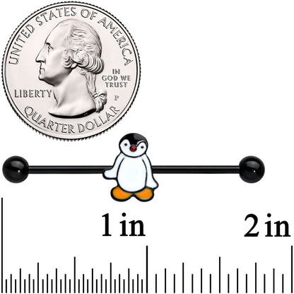 14G Black Baby Penguin Industrial Barbell 38mm