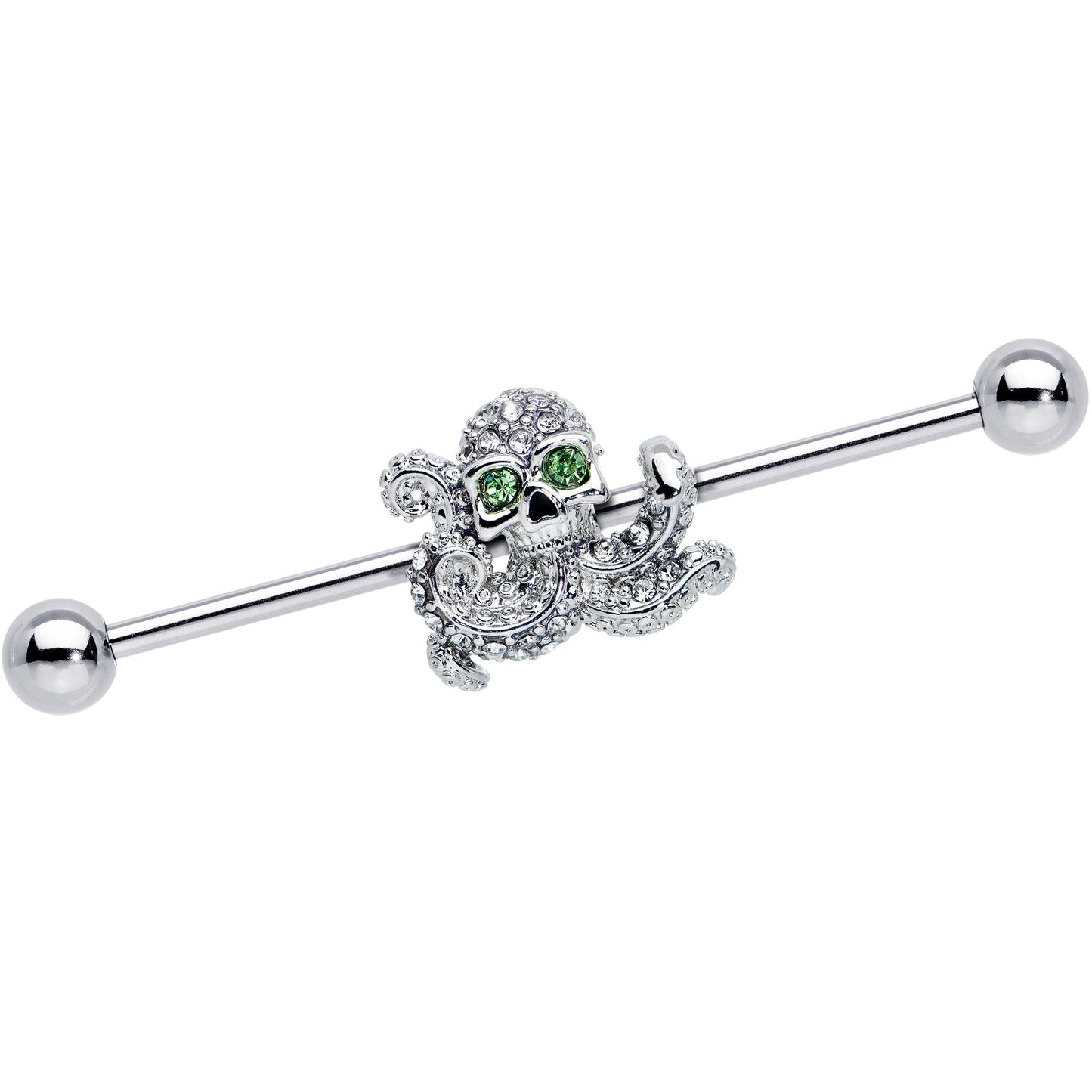 14G Clear Green Gem Sunglasses Octopus Industrial Barbell 38mm