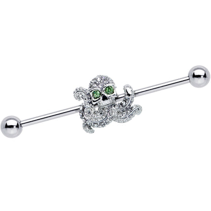 14G Clear Green Gem Sunglasses Octopus Industrial Barbell 38mm