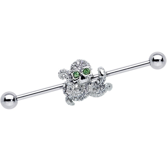 14G Clear Green Gem Sunglasses Octopus Industrial Barbell 38mm