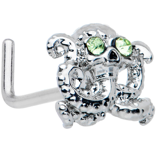 20G 7.5mm Clear Green Gem Sunglasses Octopus L Shape Nose Ring