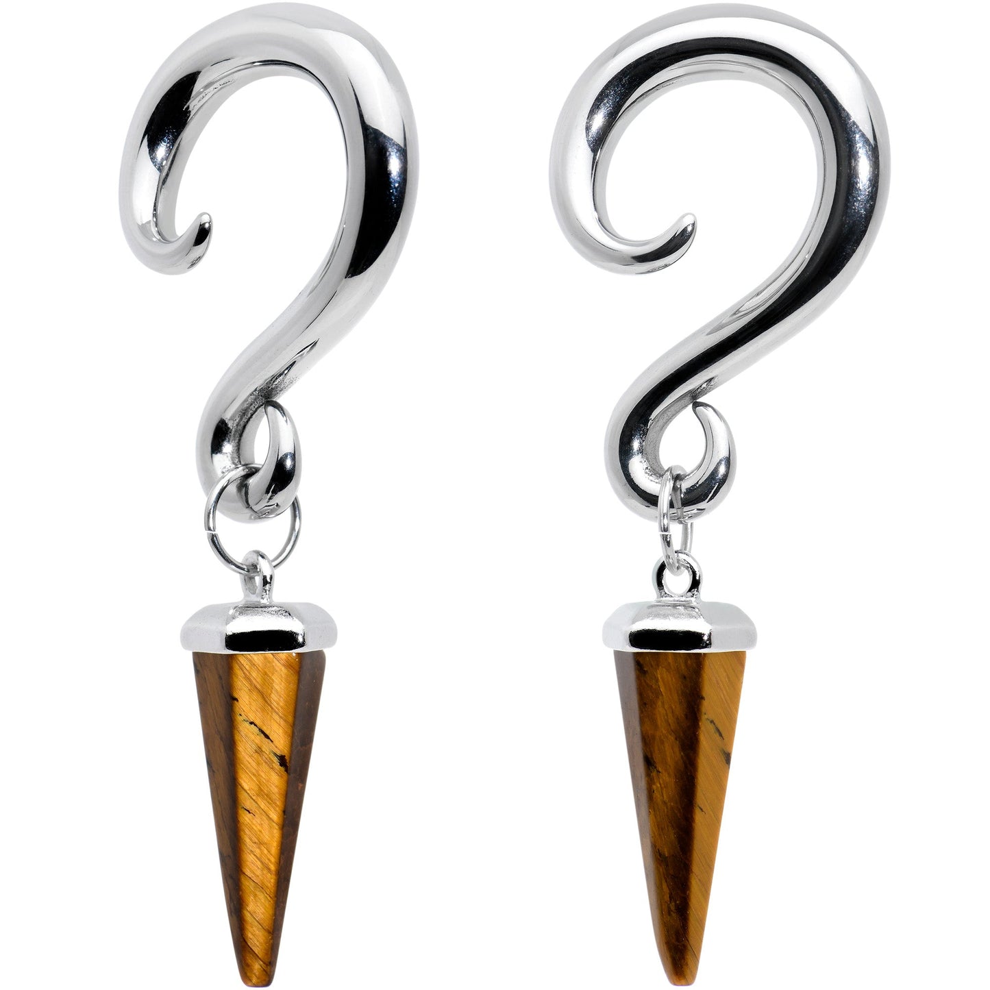 4G Brown Stone Point Spiral Taper Ear Weights