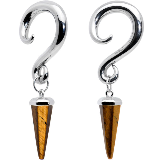 4G Brown Stone Point Spiral Taper Ear Weights