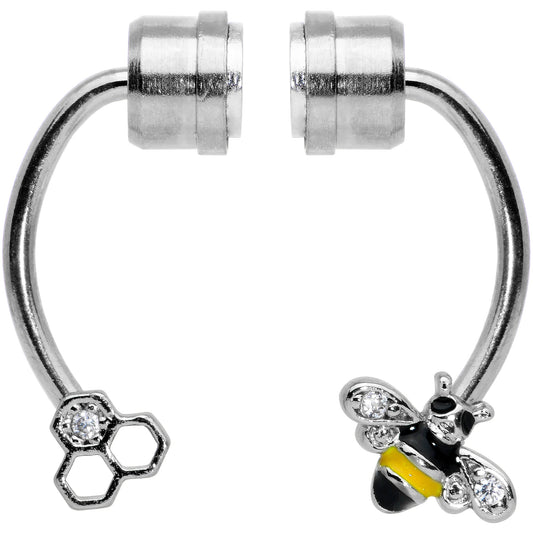 Clear Gem Bee Hive Non Pierced Magnetic Clip On Fake Septum Ring