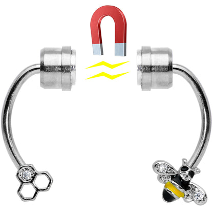 Clear Gem Bee Hive Non Pierced Magnetic Clip On Fake Septum Ring