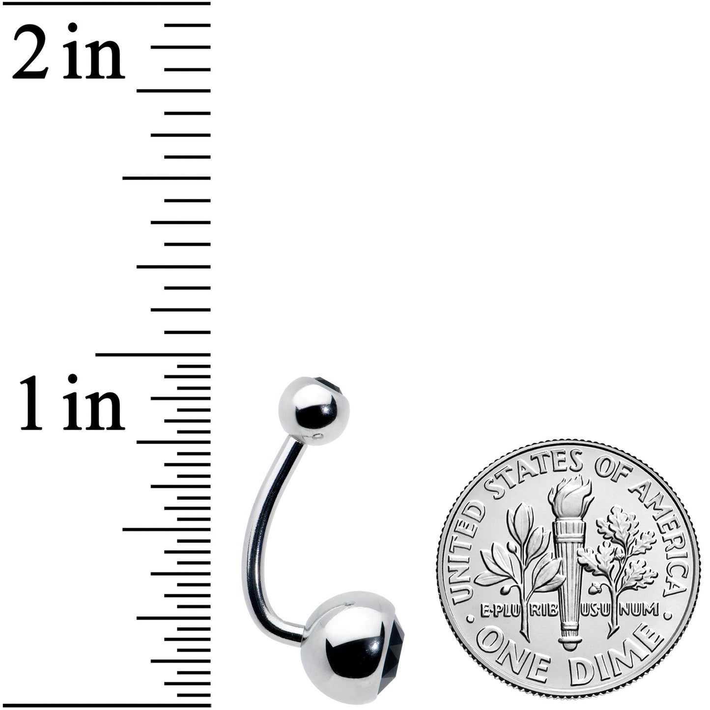 Black Gem J Curve Belly Ring