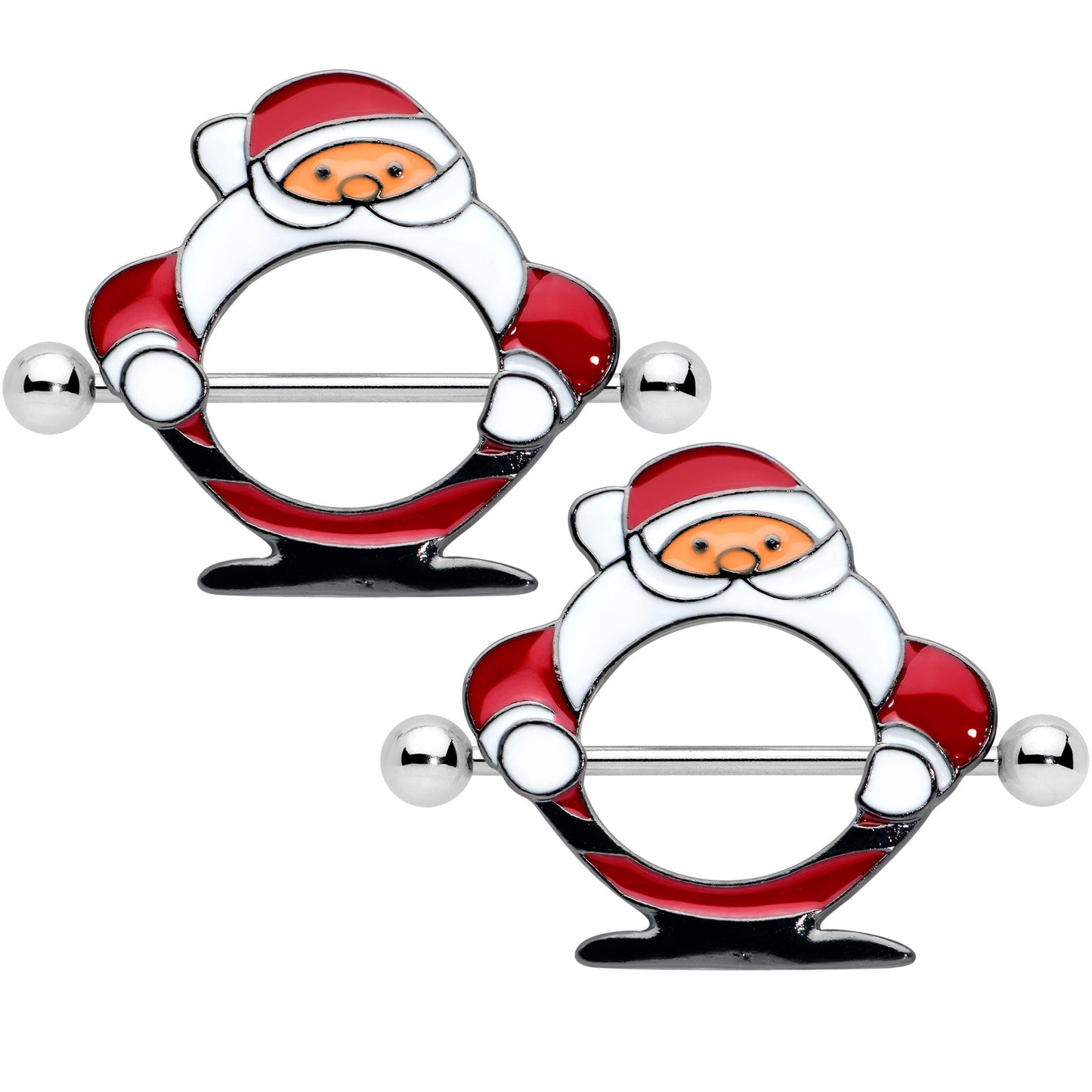 14G 5/8 Ooh Jolly Santa Claus Christmas Nipple Shield Set