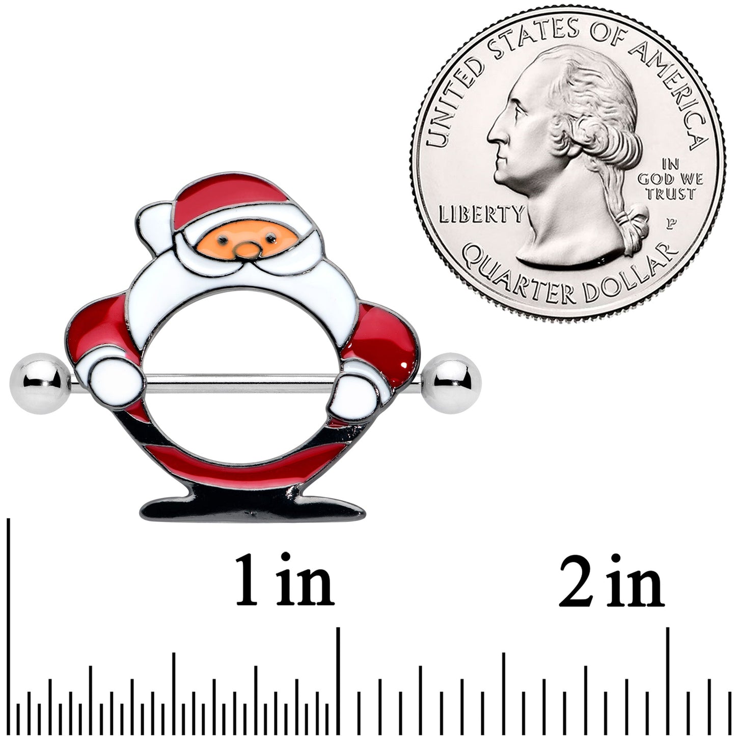 14G 5/8 Ooh Jolly Santa Claus Christmas Nipple Shield Set