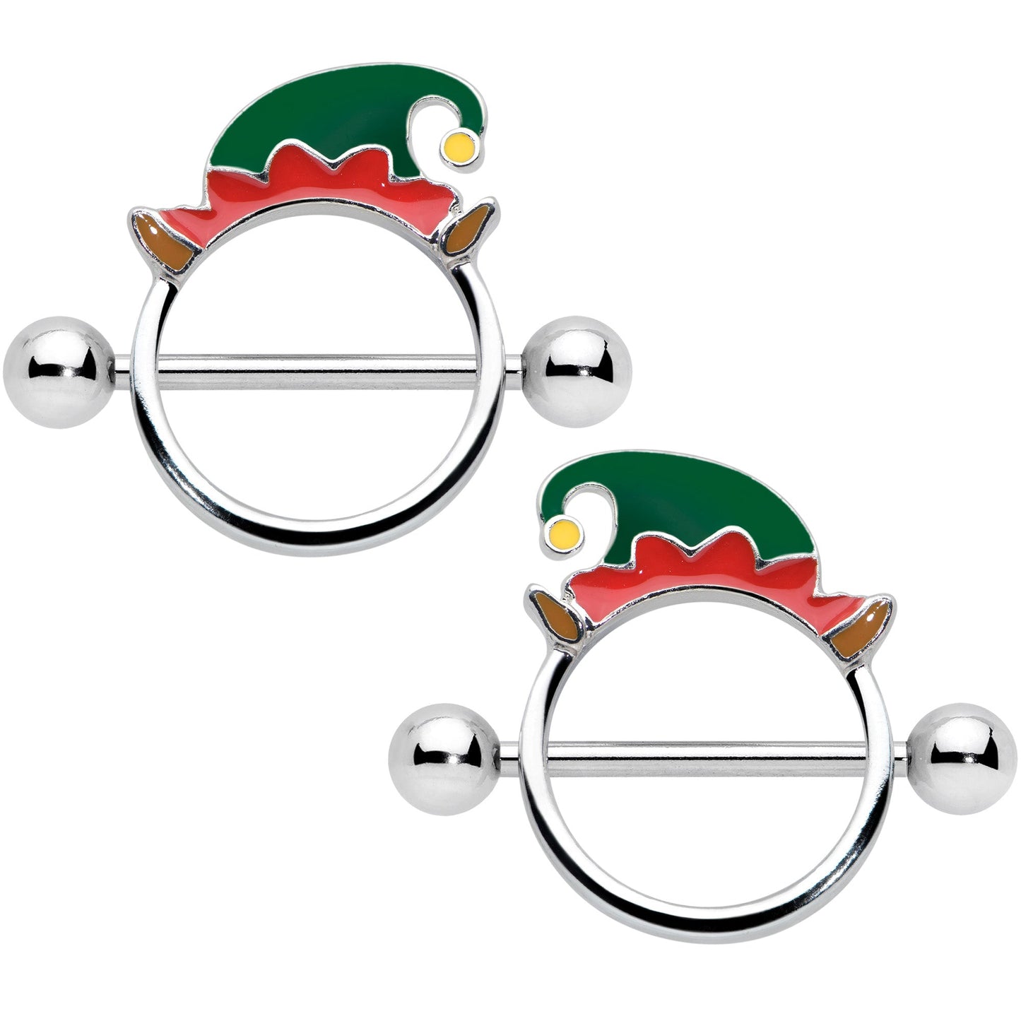 14G 9/16 Holiday Elf Hat Christmas Nipple Shield Set