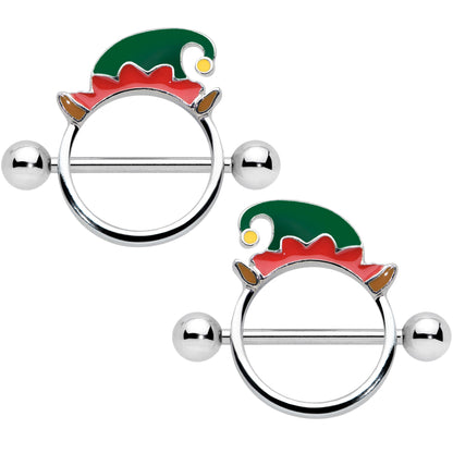 14G 9/16 Holiday Elf Hat Christmas Nipple Shield Set