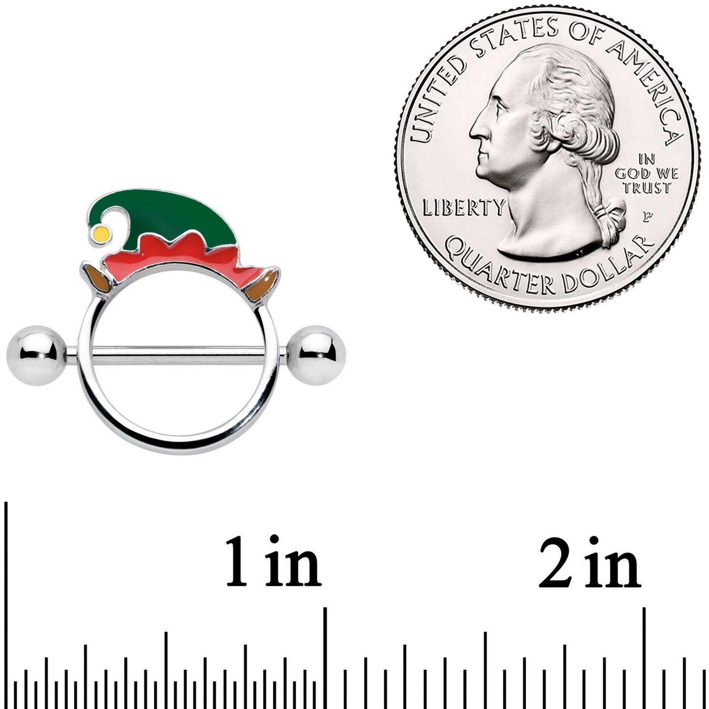 14G 9/16 Holiday Elf Hat Christmas Nipple Shield Set