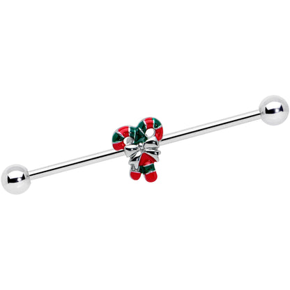 14G Pair of Candy Canes Christmas Industrial Barbell 38mm