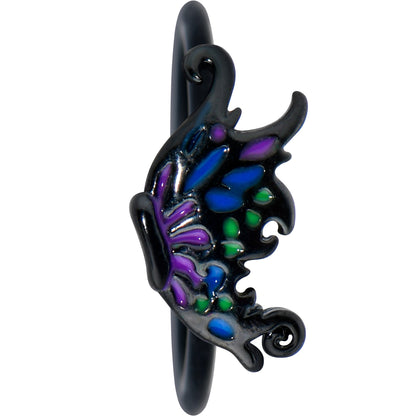 20G 5/16 Black Purple Wings Butterfly Nose Hoop