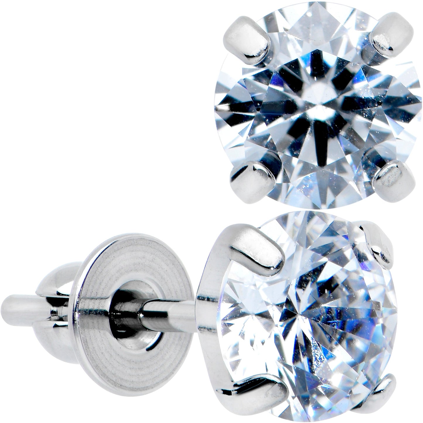 Clear CZ Gem 5mm G23 Titanium Post Stud Earrings