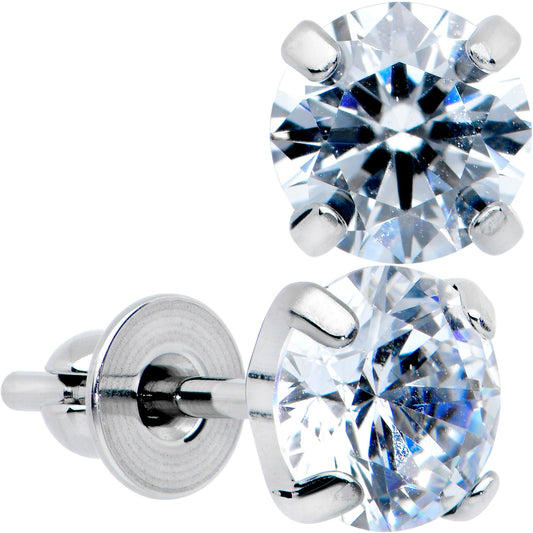 Clear CZ Gem 5mm G23 Titanium Post Stud Earrings