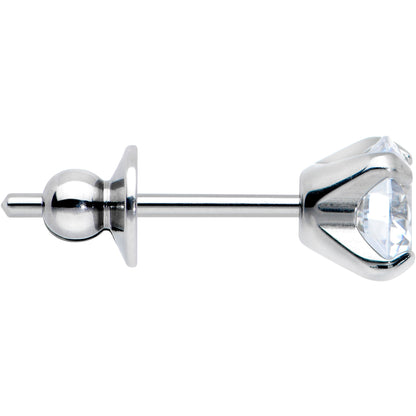 Clear CZ Gem 5mm G23 Titanium Post Stud Earrings