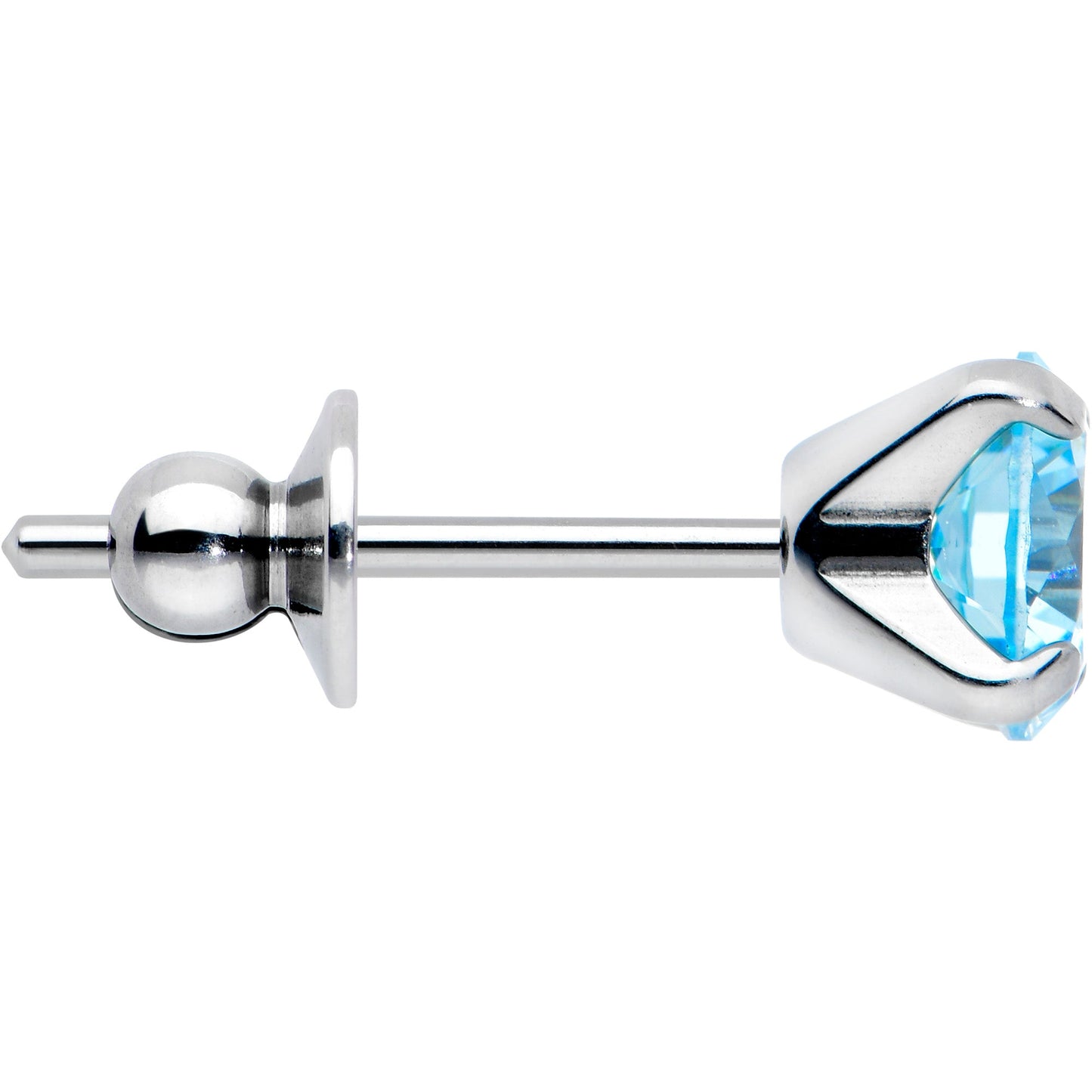 Blue CZ Gem 5mm G23 Titanium Post Stud Earrings