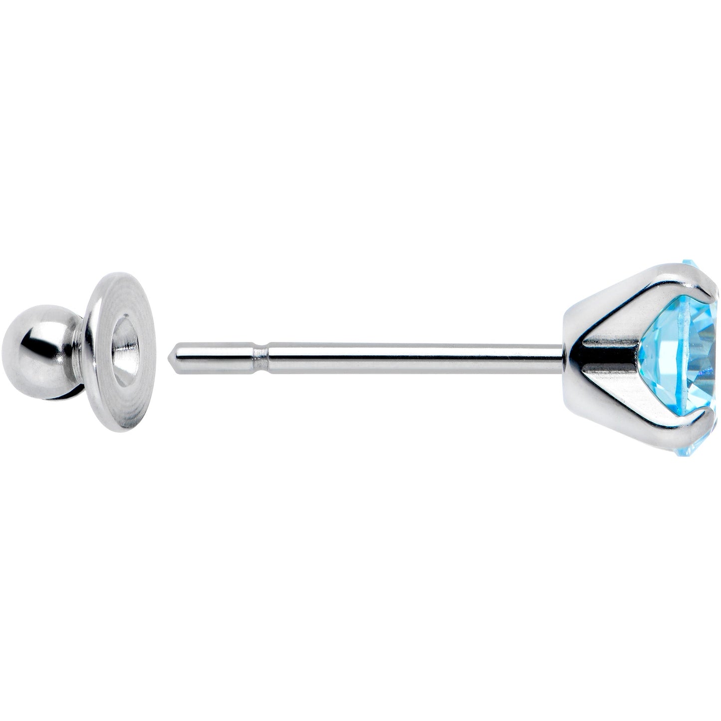 Blue CZ Gem 5mm G23 Titanium Post Stud Earrings