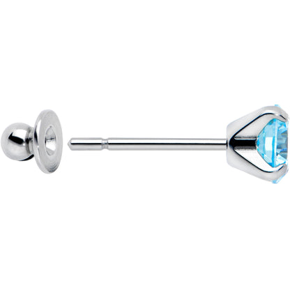 Blue CZ Gem 5mm G23 Titanium Post Stud Earrings