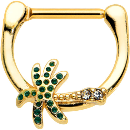 16G 5/16 Clear Gem Gold Tone Retro Palm Tree Cartilage Clicker